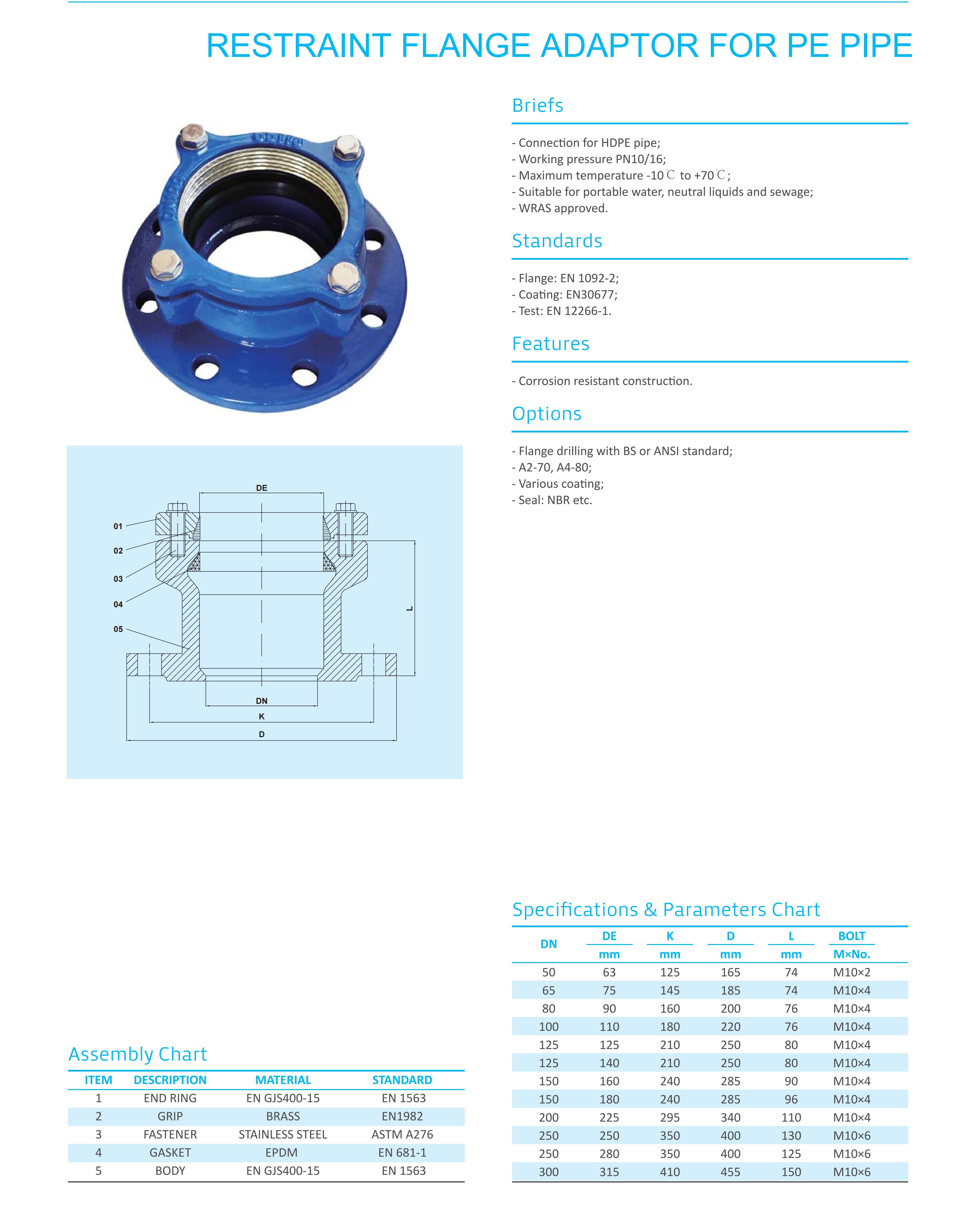 RESTRAINT FLANGE ADAPTOR FOR PE PIPE-1