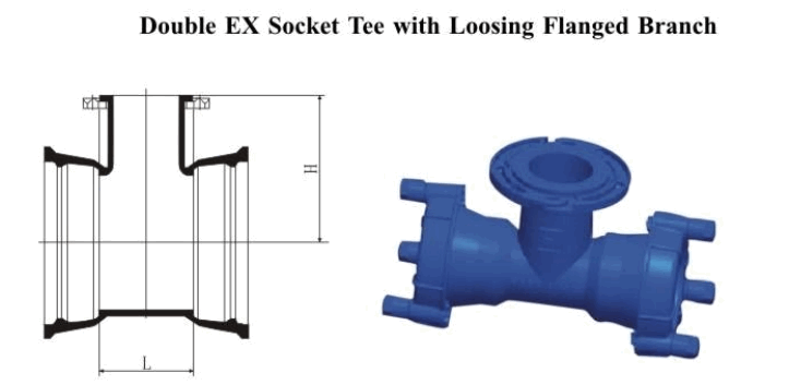 Double EX Socket Tee with Loosing Flanged Branch-1